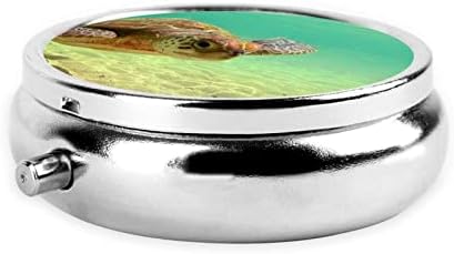 Lord Howe Island Tartaruga marinha Caixa de comprimidos redondos, mini caixa de comprimidos portáteis, adequada para