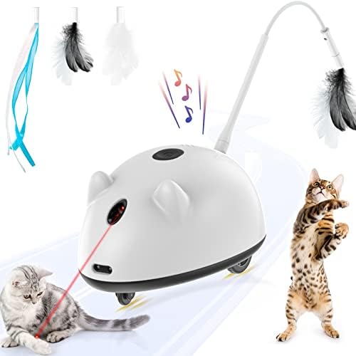 Brinquedos de gatos de aepirza para gatos internos, camundongos robóticos interativos automáticos brinquedos com varinha de