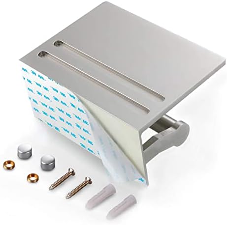 Porta-papel higiênico smarthome com prateleira, suporte de rolo de tecido de alumínio com prateleira de armazenamento de telefone
