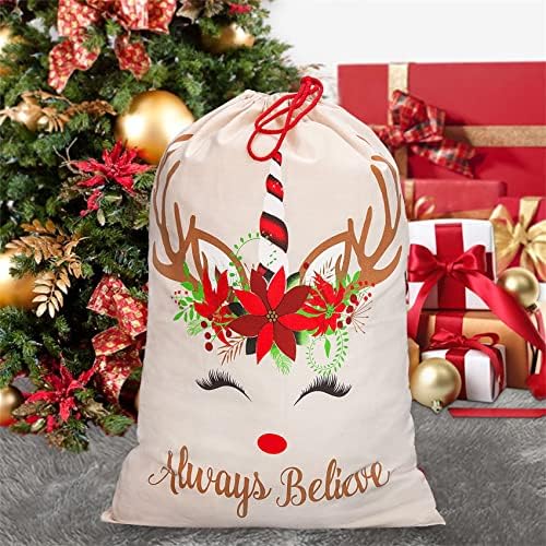 Xinblueco Christmas Bag Papai Noel Sack Unicorn Decorações de Natal Saco de Papai Noel com Sacos de Presente de