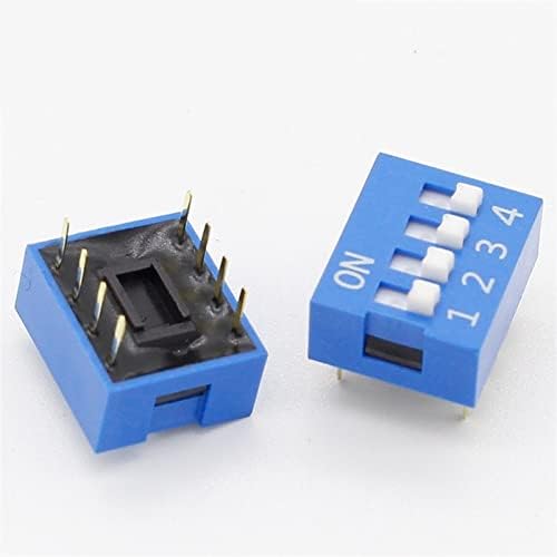Zaahh 10 pcs 2 linhas 8 pinos 4p posições de 2,54 mm interruptor de mergulho azul