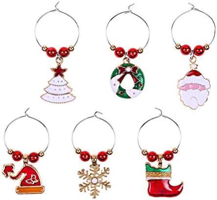 Vosareia 6pcs Árvore Papai Noel Shapete de vidro de vidro de vidro Decorativo Rings Decorativo de Natal Pingente Pingente Partido