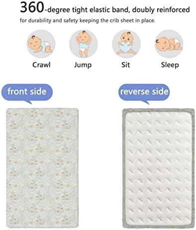 Folha de berço com tema vintage, colchão de berço padrão folha de lençóis macios e respiráveis ​​lençóis de colchão ou lençol