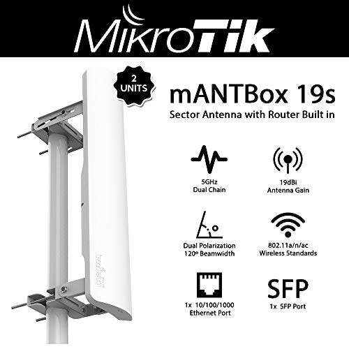 MIKROTIK MANTBOX 19S 2-UNITS INCRUTADOS 5GHZ 802.11AC 19DBI Antena do setor OSL4