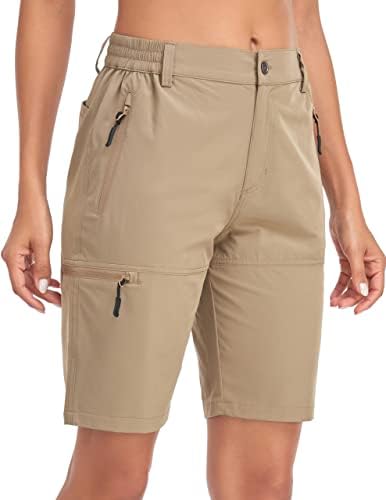 Nomolen Women's 10 Shorts de caminhada Quick seco seco de golfe de golfe longa casual com bolsos para viagens ao ar livre