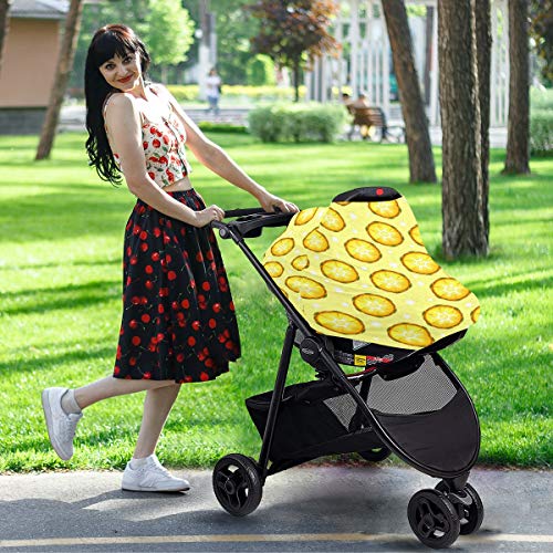 Capas de assento de carro de bebê amarelo de abacaxi - Lenço de enfermagem de enfermagem em dossel de carrinho de carrinho,