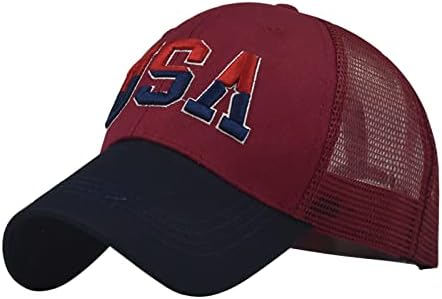Chapéus de caminhão de chapéu de bandeira dos EUA para homens Mulheres Mesh malha de verão Ajuste Algodão respirável Patriótico