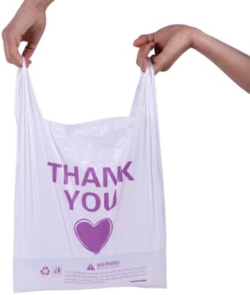ysmile agradecer bolsa de camiseta para sacar compras de plástico para pequenas empresas para ir para a bolsa com alça 12x19 polegadas