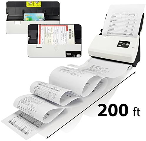 PLUSTEK PS30D Document Scanner: com alimentador de documentos automáticos de 50 folhas e função PDF pesquisável por Abbyy OCR. Suporte Mac e PC