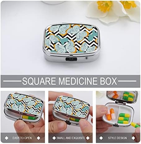 Caixa de comprimidos borboletas listras de borboleta padrão em forma de quadrado caixa de comprimido portátil Pillbox Vitamin Recipler Organizer Pills Solder com 3 compartimentos