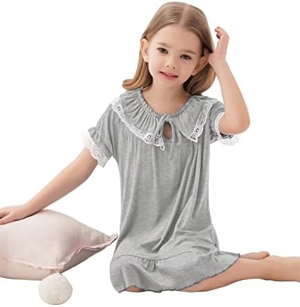 Swomog Girls Lace Nightgown Sleep Dress Criandler Camisetas de Sono Soft Kids Princesa Ruffle Nightie de roupas de dormir