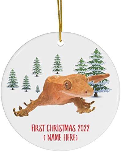 Nome personalizado Ano personalizado Gecko Crested First Christmas 2023 Ornamentos de árvore Presentes Ano Novo 2024 Decorações