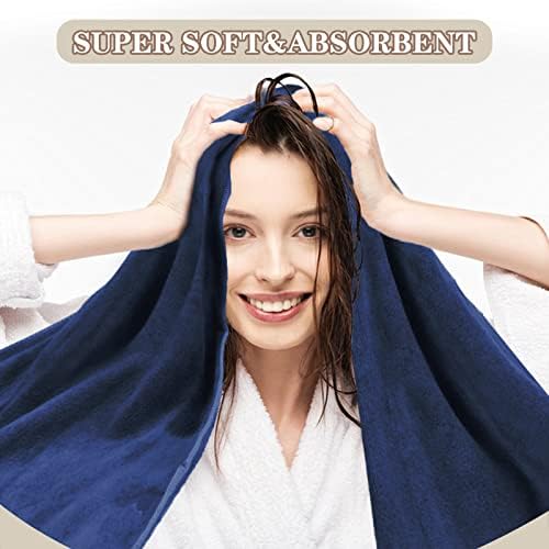 Sunland Microfiber Hair Towel Wrap for Women 2 pacote super absorvente Turbano de cabelo mágico rápido para secar cabelos macios macios e grandes 20 polegadas x 40 polegadas azul marinho