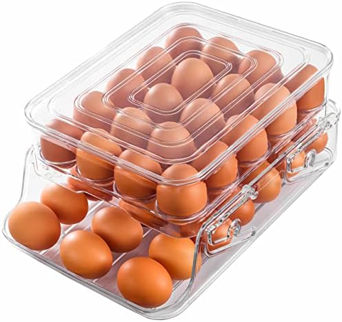 Porta de ovo HNNJCK para geladeira, recipiente de armazenamento de ovos para geladeira, cozinha dobrável e geladeira