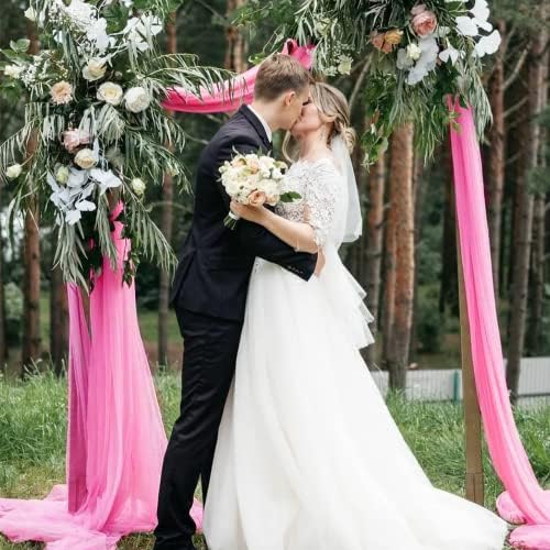 Tecido de arco de casamento tecido 18ft 2 painéis rosa chiffon mader drapery arcos de casamento para cerimônia cortinas pura cenário