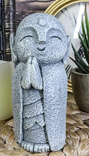 Ebros japonês feliz jizo monge com as mãos apertadas na oração mini estátua 4.5 Alto bodhisattva buda kṣitigarbha talismã