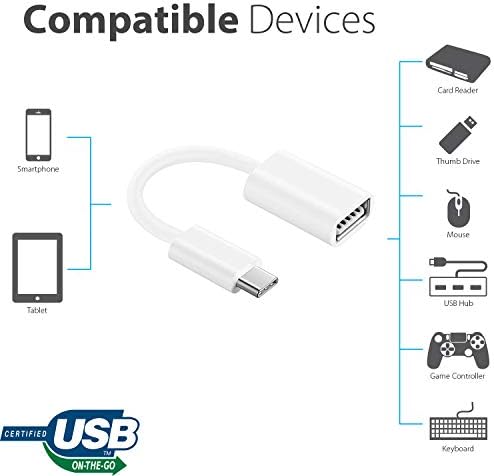 Trabalha OTG USB-C 3.0 Adaptador para Dell XPS 14 para funções rápidas, verificadas e de uso múltiplo, como teclado, unidades de polegar, ratos, etc.