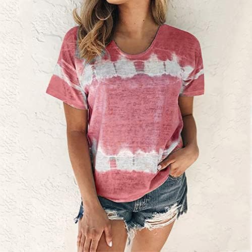 Mulheres Caminhadas de Crewneck de verão Tops Casual Trendy Tye Dye Tunic Tees Lady Sexy Manga curta Blusa Blusa Blouse de tamanho