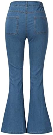 Calça de flare para mulheres jeans largura calças folgadas calças lavadas de sino de sino feminino bootcut jeggings