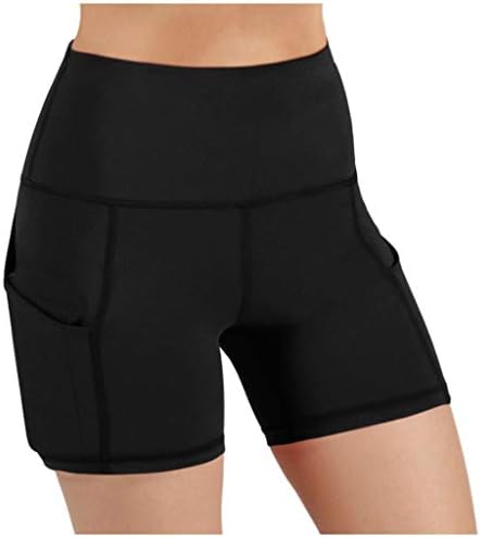 Shorts de ioga de cintura alta do SSDXY para mulheres de controle atlético de controle de barriga com bolsos laterais