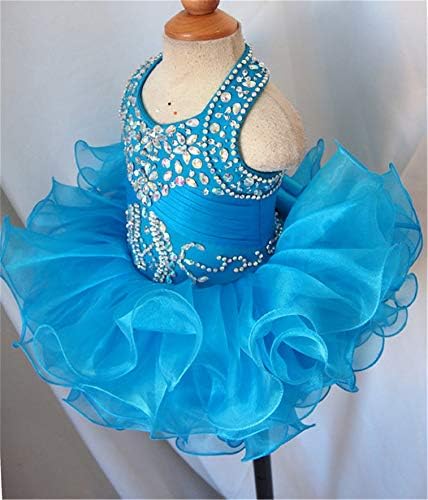 Junguan Toddler Girls Halter Cupcake Vestres Little Baby Short Ball vestidos com cristais 2020 MN058