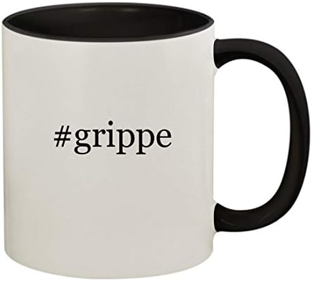 Presentes de Knick Knack Grippe - alça de cor cerâmica de 11 onças e copo de caneca de café interno, preto