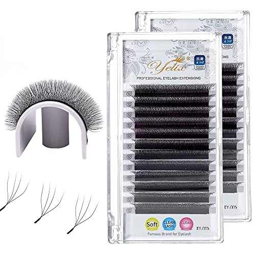 artesanal 4d W Shape Lashes 0,07C Curl Ferlas de Cleahash 4D Fãs de Volume Premado Lash 12 fileiras 14mm