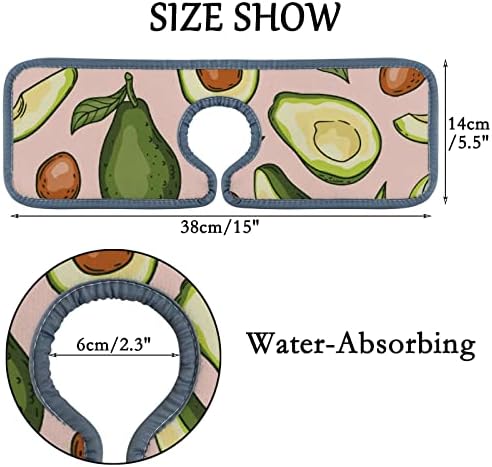Torneira de cozinha absorvente tapete 2 peças fofas de abacate de abacate