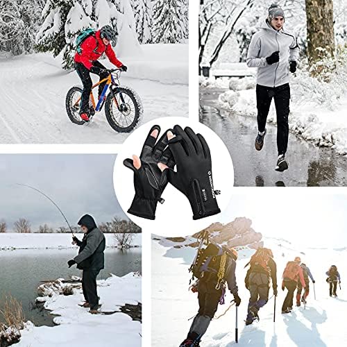 Lsama Luvas de ciclismo de inverno, pesca de 2 dedos acionando motocicletas caminhadas para caçar luvas esportivas,