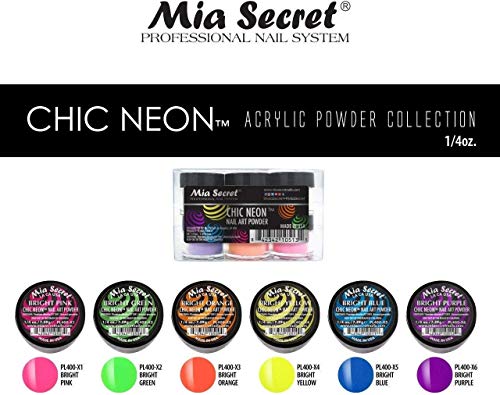 MIA Secret Chic Coleção de neon na unha acrílica pó, pó,