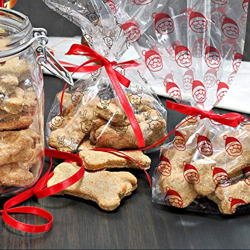 152pack 10''x6 '' Bolsas de biscoito de Natal para presentes dando embalagens com fitas vermelhas Dia dos namorados Dia da Páscoa