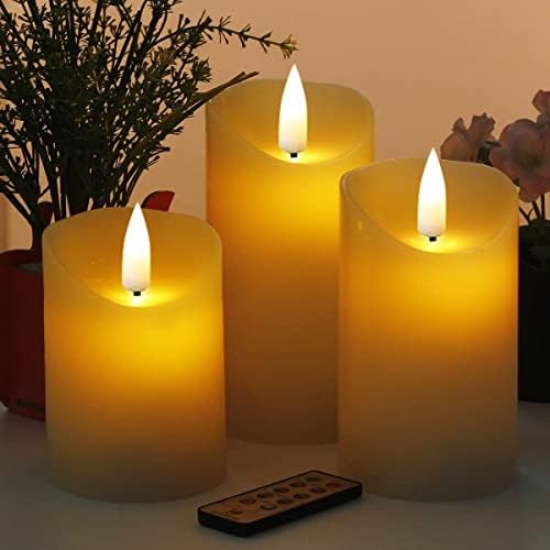 Velas sem chamas recarregáveis ​​de Kammoy, velas de chá de velas piscando lideradas pilares de pilares com brilho ajustável