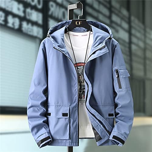 Jaquetas e casacos de roupas e casacos da ADSSDQ Mens, escola com jaqueta de bonés caem clássicos de manga longa com zíper macio