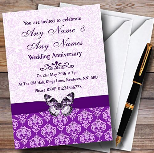 O card zoo roxo vintage floral damasco de borboleta personalizado Party Party Invitat.