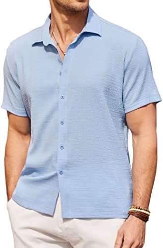 Coofandy Men's Casual Sleeve Button Down Shirt Summer Summer Beach Shirt