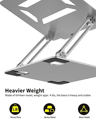 Laptop Ergopollo Stand para mesa com base pesada estável, altura ajustável, suporte ergonômico de riser de metal pesado, elevador de montagem dobrável, compatível com 10 a 15,6 polegadas de notebook