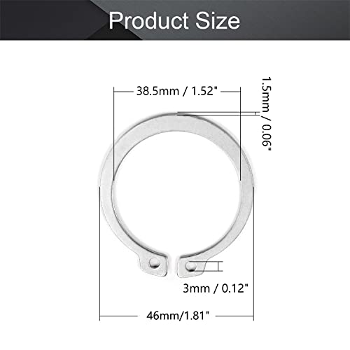 MROMAX Circlips externos, anéis de retenção externos de 46 mm OD, 304 anéis de retenção de eixo de retenção de clipe de aço inoxidável para automóveis, válvulas, elétricos e rolamentos, 10pcs