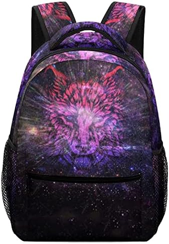 Abstract Galaxywolf Backpack de grande capacidade Mochila engraçada Graphic 16in para viagens escolares