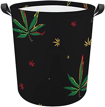 A cannabis colorida deixa o cesto de lavanderia de pano oxford com alças de armazenamento para organizador de brinquedos, quarto de berçário cesto banheiro