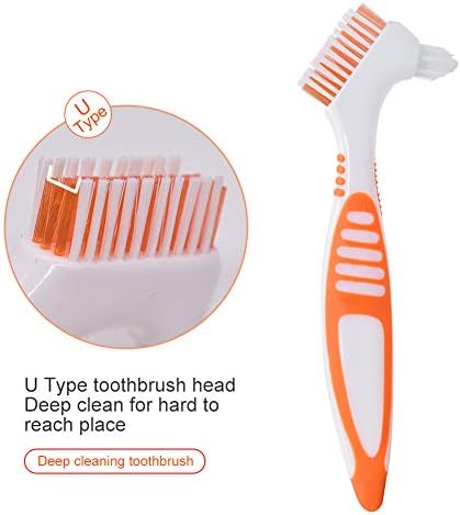 Mibiciri 3 PCS Brush de limpeza de próteses para cuidados com próteses, ferramenta de limpeza de prótese, escova de prótese