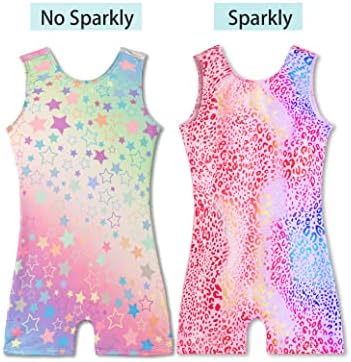 Pacote de Larafáticos de Ginástica de Ginástica Rainbow Star para meninas Little Kids Rosa Leopard Gym Bikeard Tamanho 2T 3T