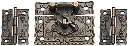 Gretd Antique Bronze Padlock Lock Jewelry Box de madeira trava Hasp Flop +2pcs Armário de mala de dobradiça Furniture
