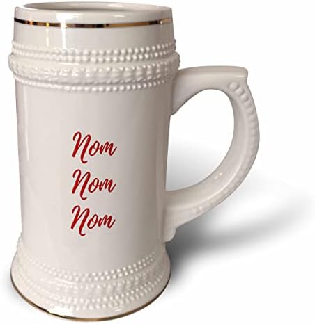 3drose simples design sobre comida e texto de nom nom - 22oz Stein caneca