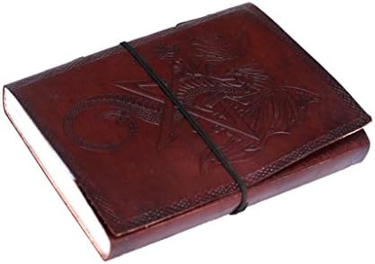 QualityArt Handmade de couro angustiado Jornal Celtic Pentacle Dragon Diary Sketchbook Notebook 8 x 6 Presentes de Natal