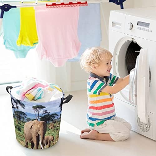 Foduoduo Roupa de lavanderia de elefante cesto de lavanderia com alças cesto dobrável Saco de armazenamento de roupas