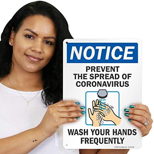 SmartSign 14 x 10 polegadas “Aviso - Evite a propagação, lave as mãos com frequência” OSHA SILH