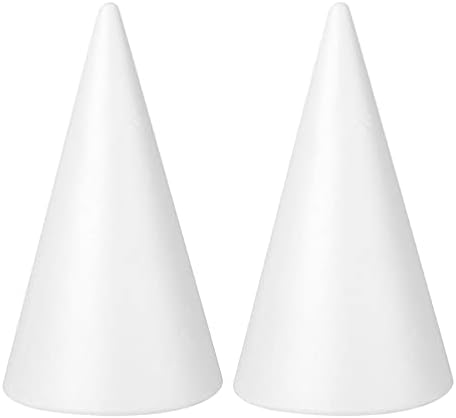 Toyvian 2pcs Craft Coam Cone White Polystyrone Cones de árvore de natal Cone Folas de espuma de isoção