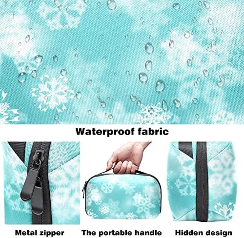 Bolsa de viagem de higiene pessoal, organizador de viagens de bolsa de maquiagem resistente à água para acessórios para acessórios, Teal Feliz Christmas Snowflake