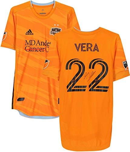 Matias Vera Houston Dynamo FC Autografado Match Used 22 Jersey Orange da temporada de 2020 MLS - camisas de futebol autografadas