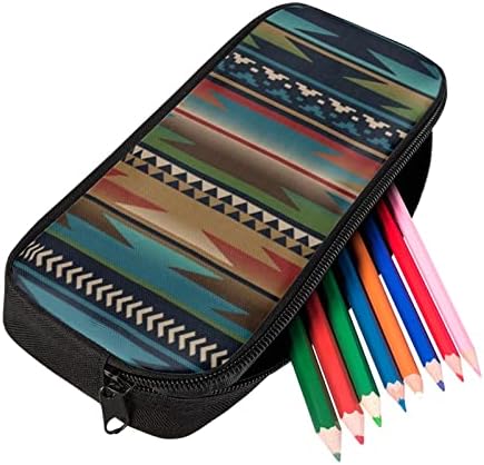 Para u projeta a caixa de caixa de lápis para meninos de estilo tribal de meninos, organizador de mesa de lápis de padrão geométrico com zíper para material de escritório da escola